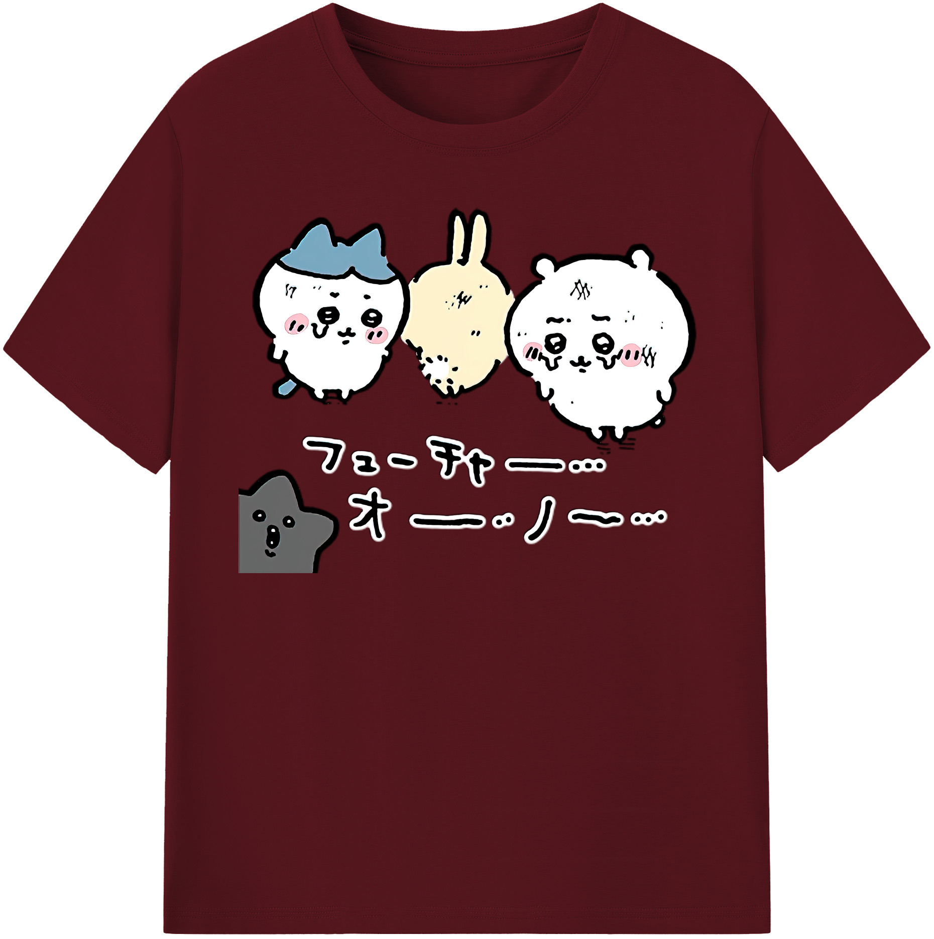 （画像用） ちいかわ ハチワレ Chii-kawa hachiware 綿100％半袖Tシャツ（フロントプリント）